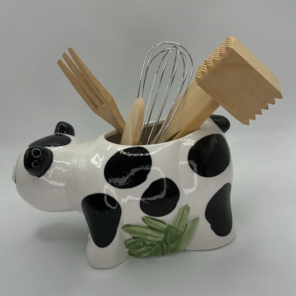 Fine Porcelain Panda Kitchen Utensil Holder